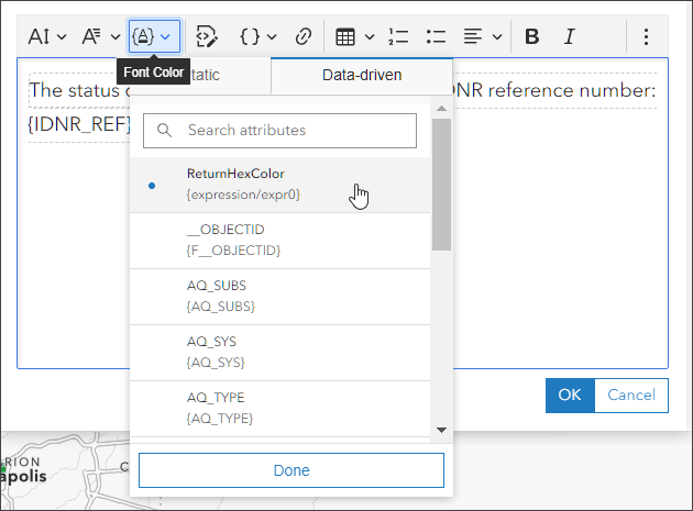 Data-driven font color from Arcade expression