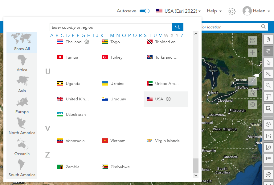 A new data switcher has been added for the USA under the country picker tool.