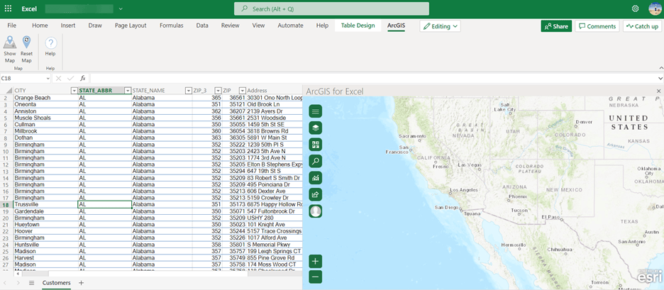 ArcGIS Map in Excel