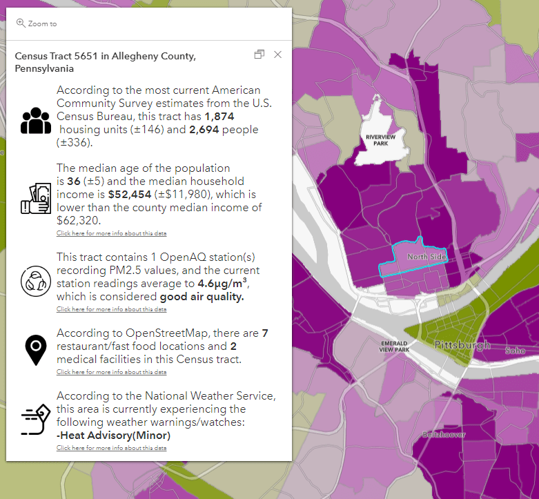 Popup enhanced with Living Atlas data.