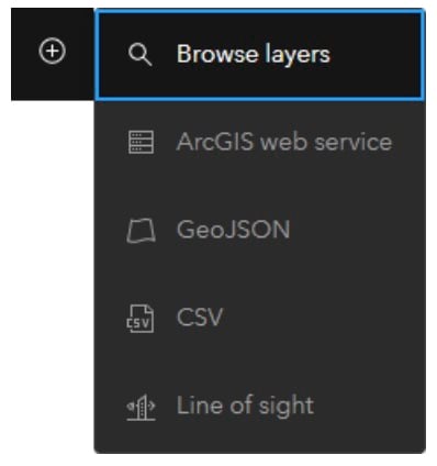 Open add data panel to import GeoJSON and CSV layers