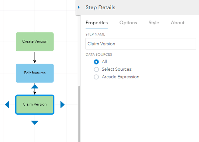 Claim version step with the All option selected