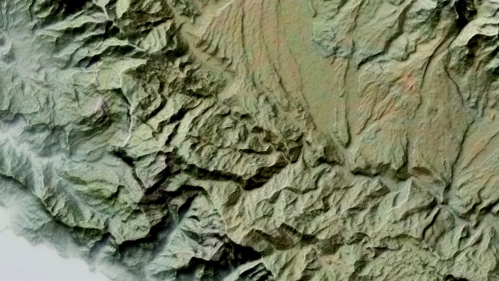 Area detail of Costa Rica hillshade.