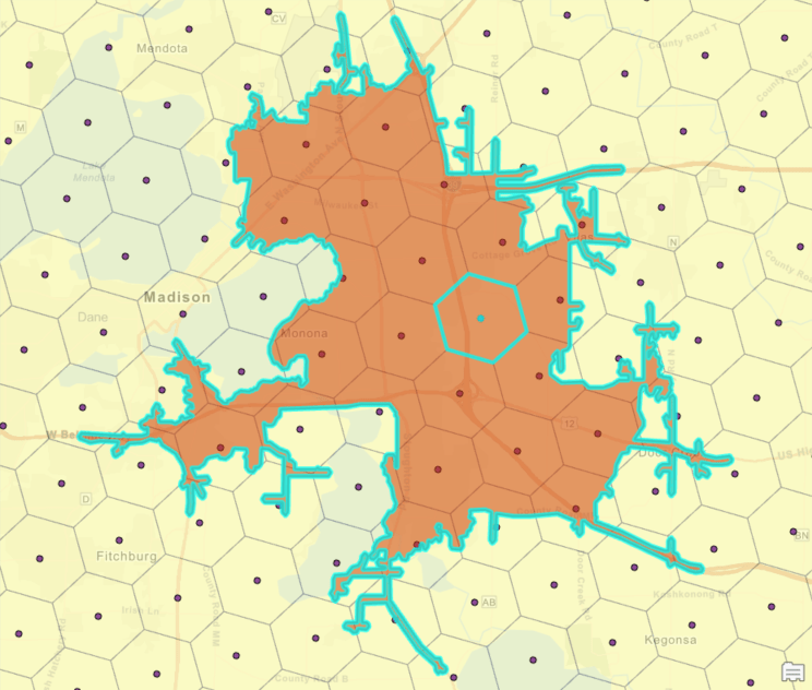 Drive time around a cell