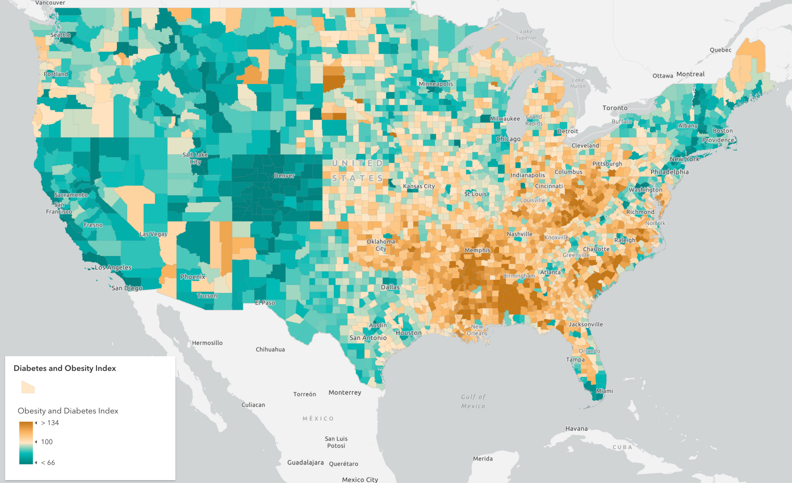 Obesity and Diabetes index map