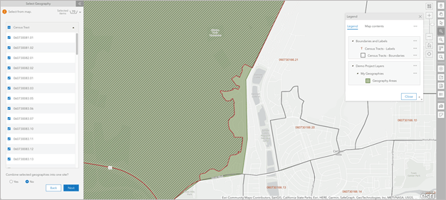 Comparison of Census tracts