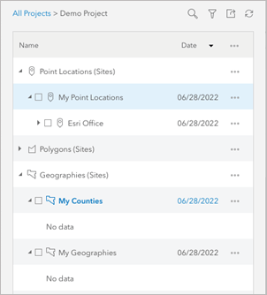 Project pane in Business Analyst