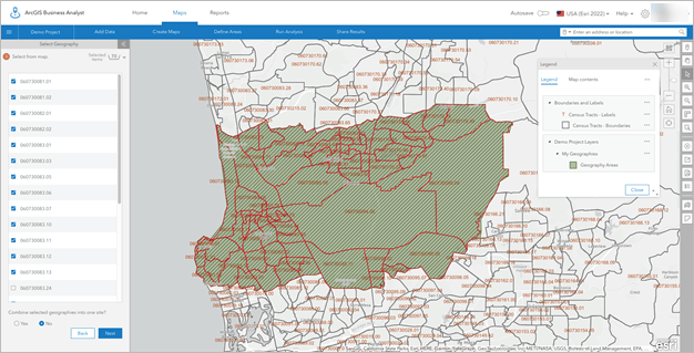 Selecting Census tracts