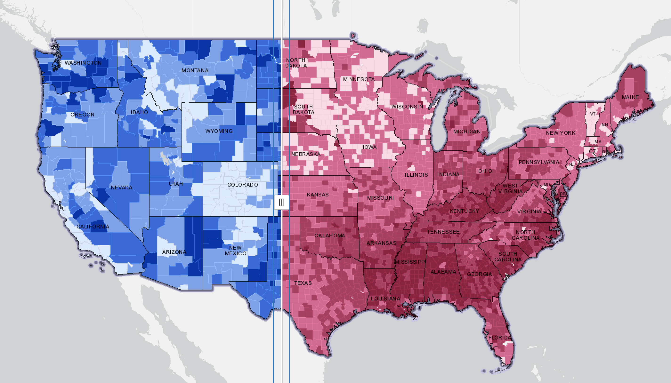 Swipe animation of diabetes and obesity maps Swipe animation of diabetes and obesity maps