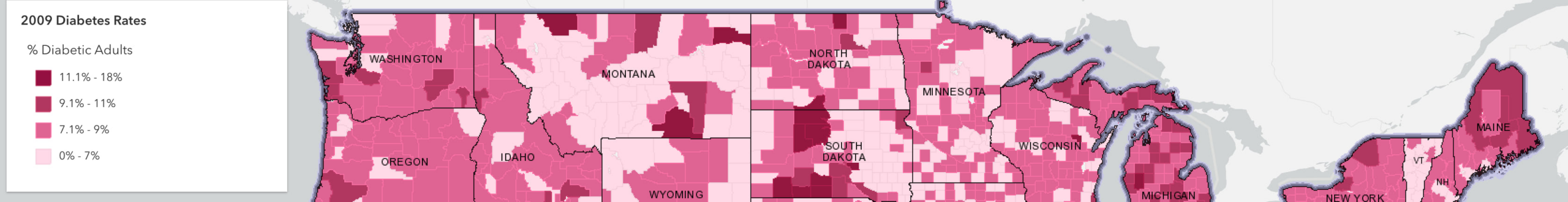 Diabetes rates by county map Diabetes rates by county map