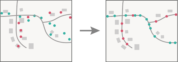 Snap Tracks workflow diagram showing points matching to lines.