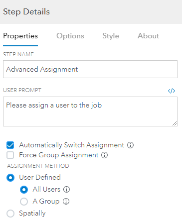 Workflow Manager Advanced Assignment step configuration