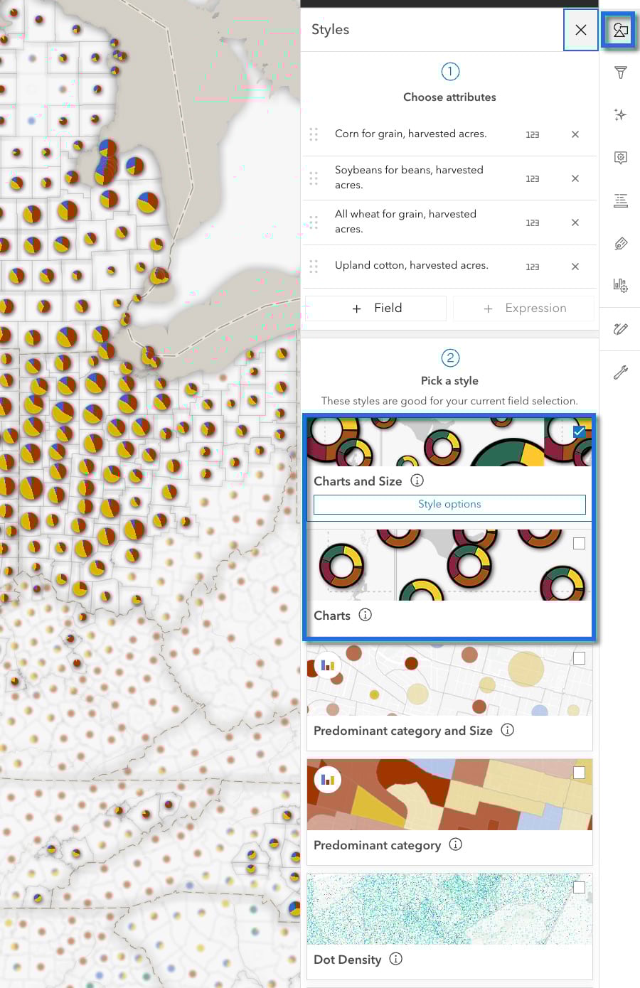 interface for selecting map styles interface for selecting map styles