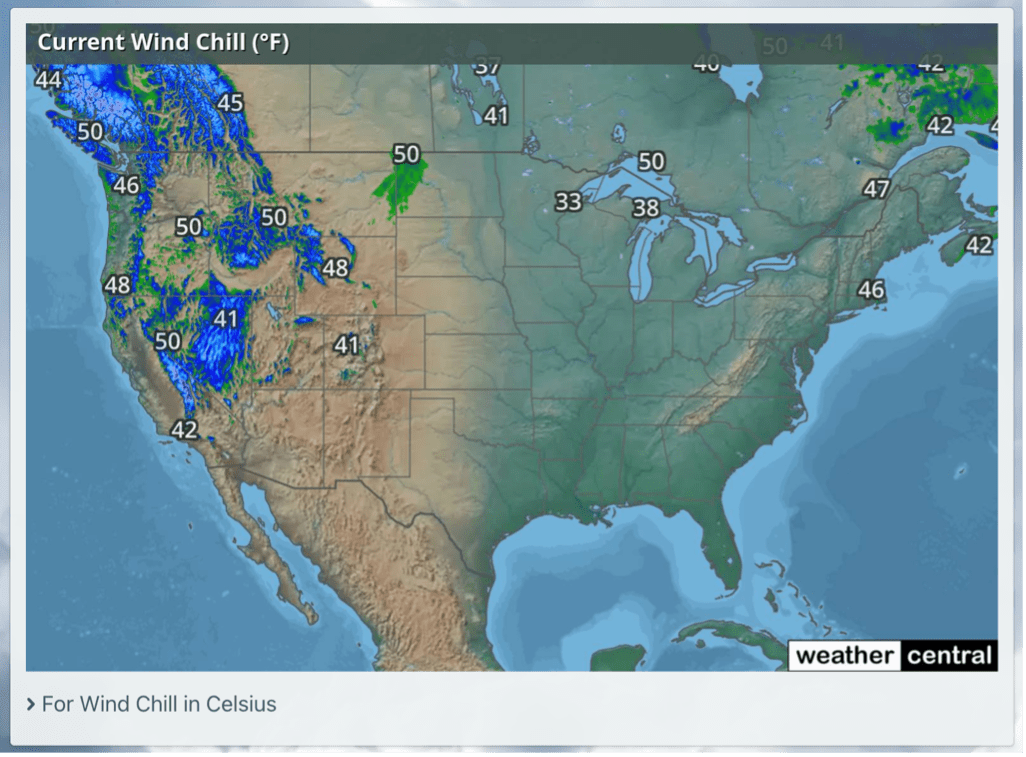 Wind chill map