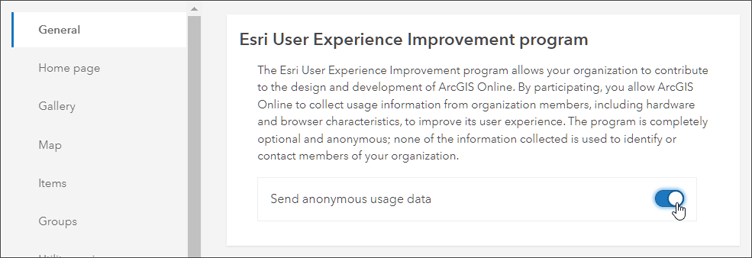 Enable anonymous data Enable anonymous data