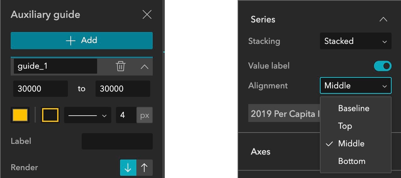 Configure auxiliary guide and label alignment