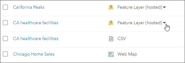 Feature layer drop-down Feature layer drop-down