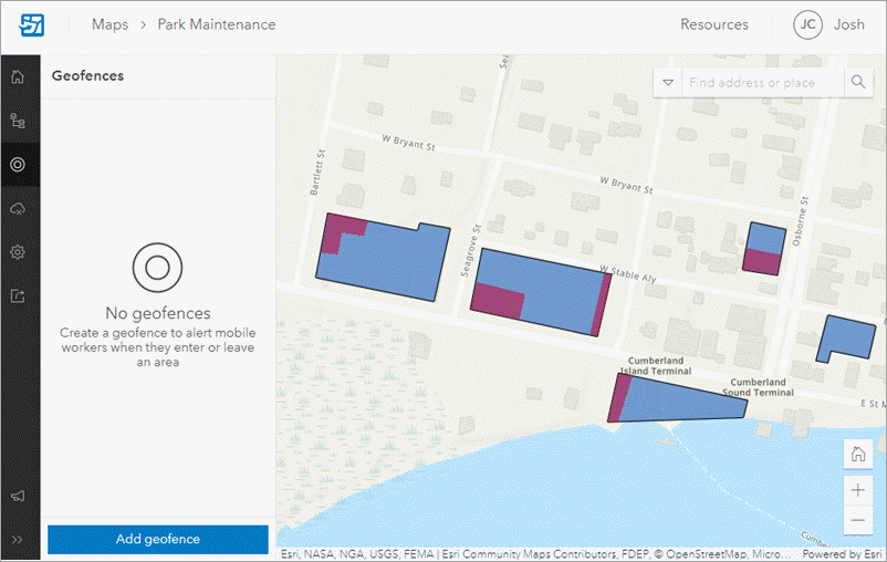 Geofences page