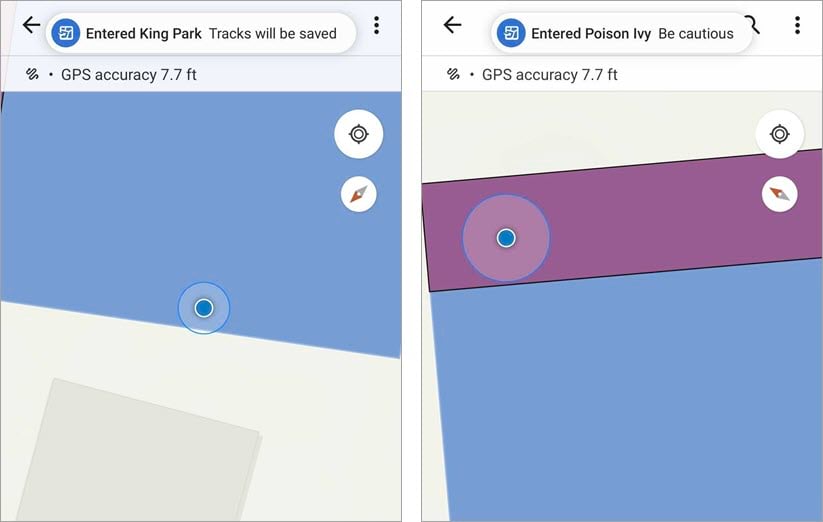 Location sharing and location alert geofences in Field Maps mobile app