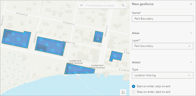 Location sharing geofence