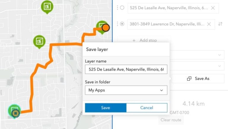 Save the route to an item Save the route to an item