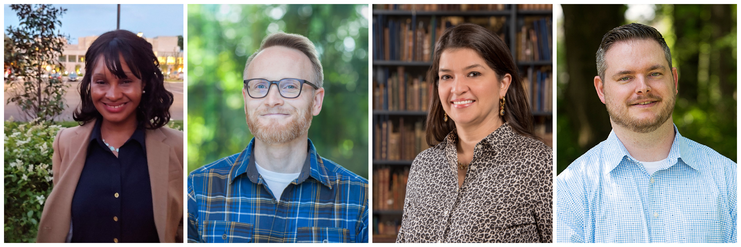 From left: ArcGIS StoryMaps Competition judges LaToya Gray-Sparks, John Nelson, Miriam Olivares, and Joshua Stevens