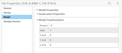 File Property window - Model Tab