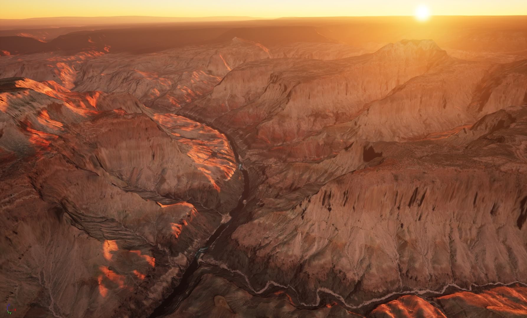 Grand Canyon at sunset showing imagery basemaps and elevation
