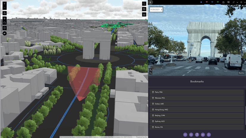 Screenshot of the Mapillary OIC in the Oriented Imagery Experience Builder widget