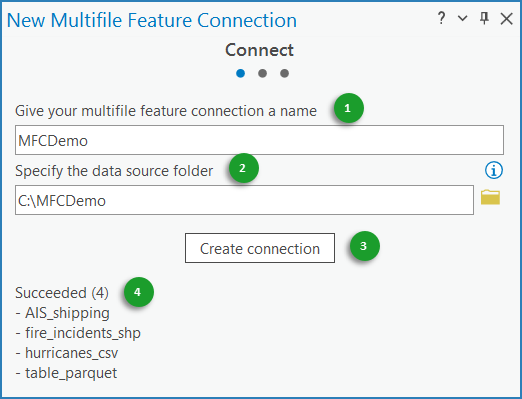 New Multifile Feature Connection pane New Multifile Feature Connection pane