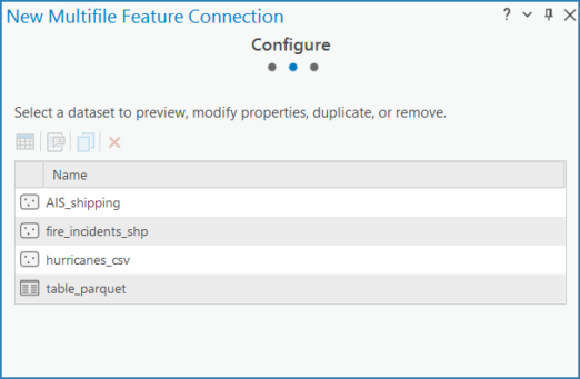 New multifile feature connection pane configure panel