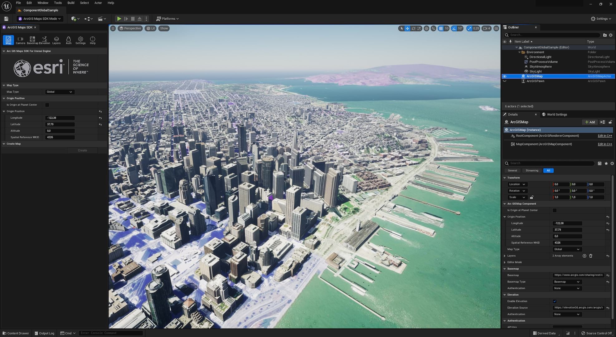 San Francisco with demographic data overlay, in the Unreal Engine editor