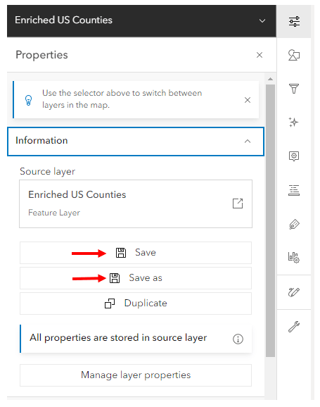 Saving feature layers