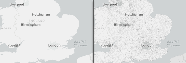 WorldPop Carto Layer 75% Transparency Example