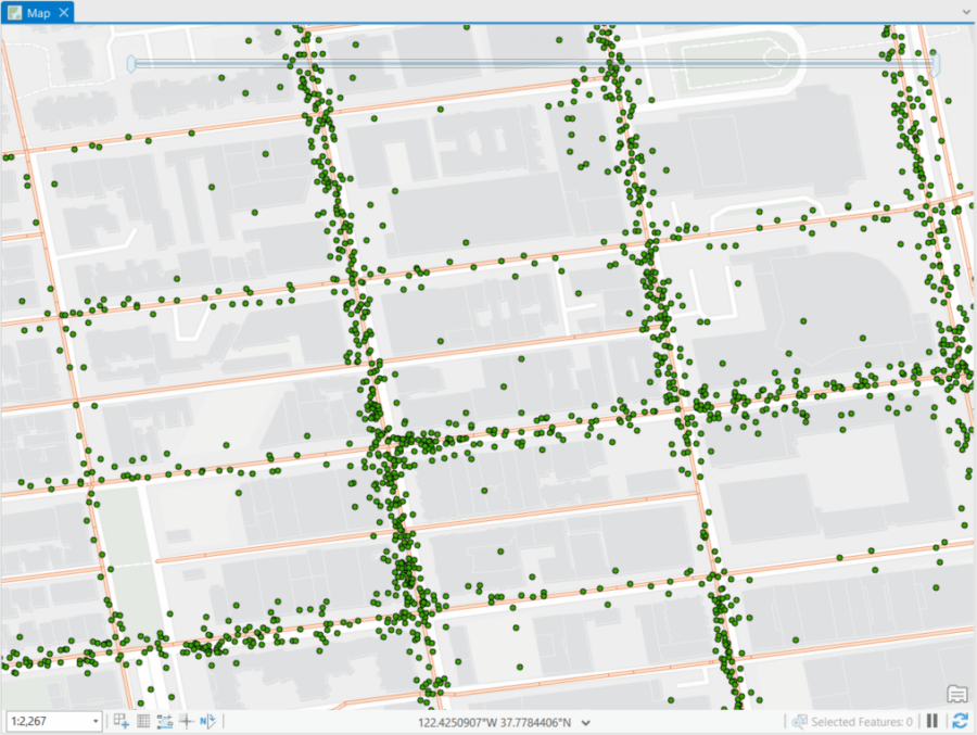 Noisy GPS point data that was collected along roadways.