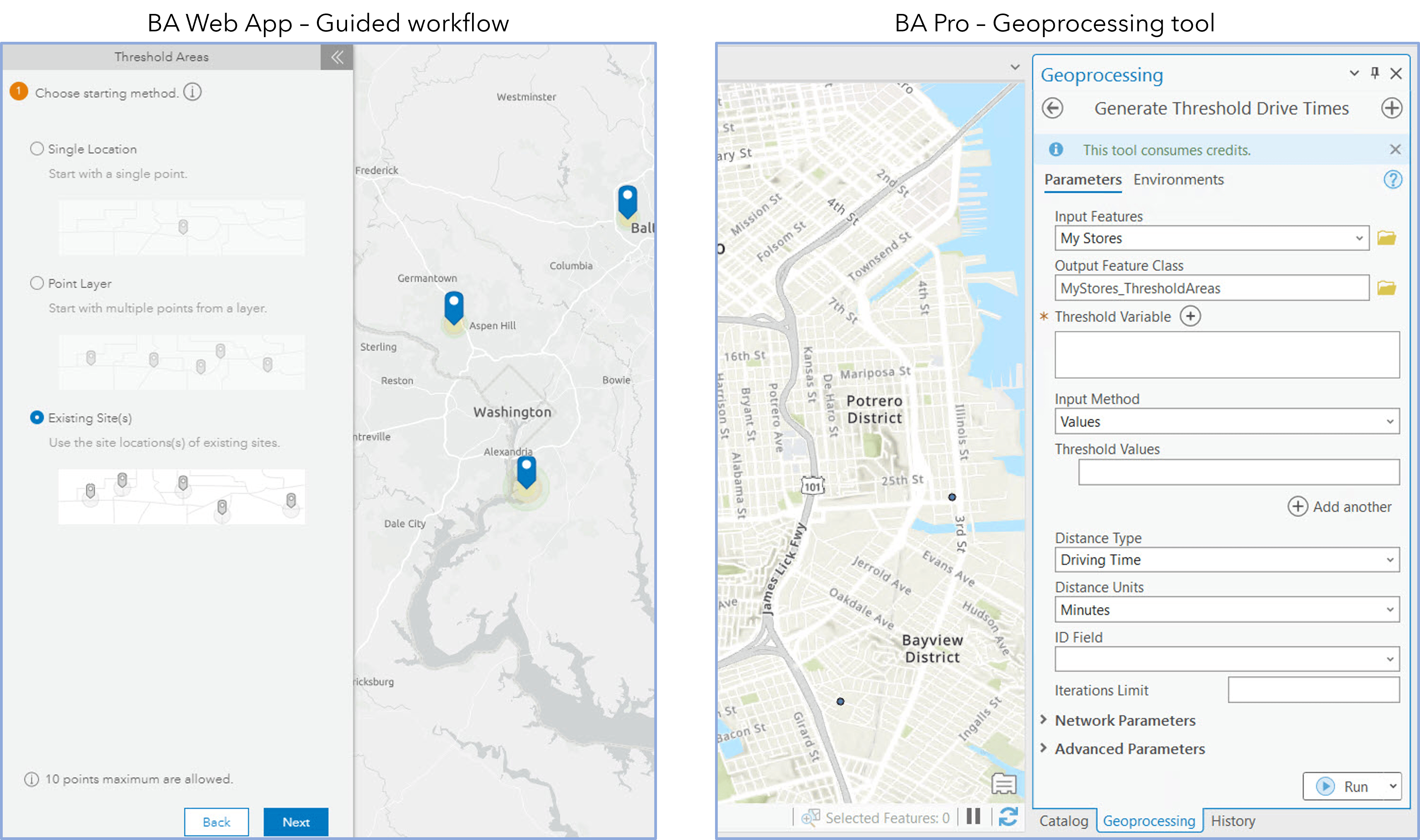 Workflow style for threshold areas - BA Web vs BA Pro