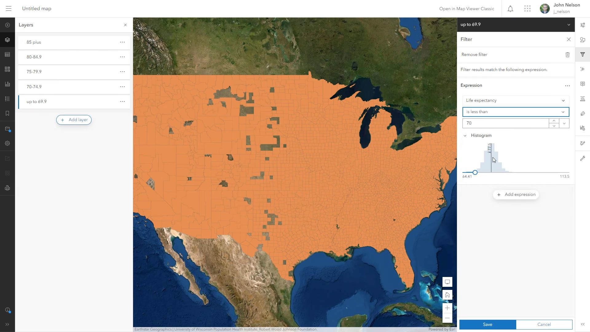 Layer duplicated into multiple layers, each with a filter showing a specific slice of data. Layer duplicated into multiple layers, each with a filter showing a specific slice of data.