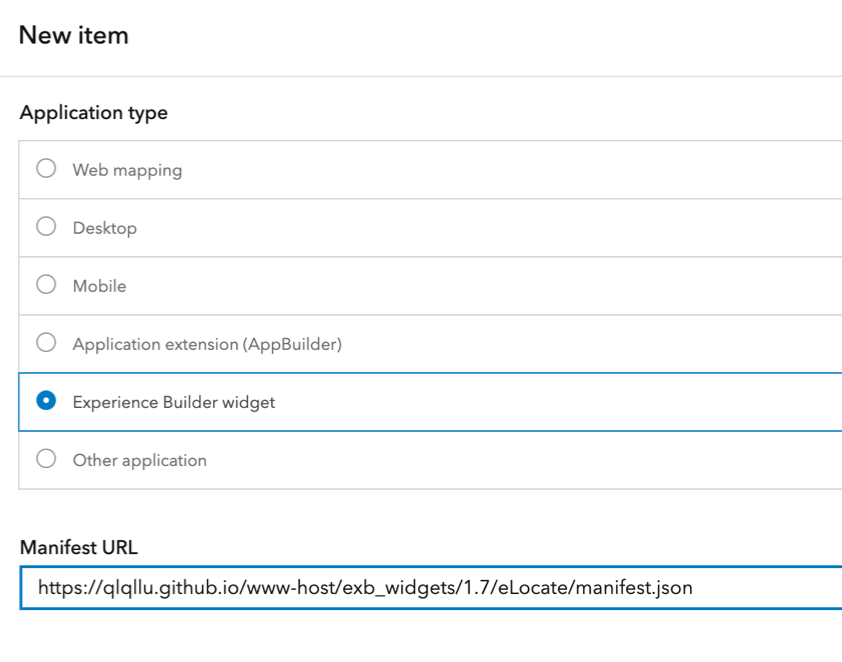 Choose Experience Builder widget item type Choose Experience Builder widget item type