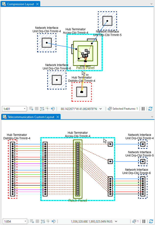 Add-in custom layout applied on a sample fiber splice closure diagram