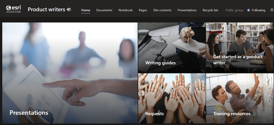 Product Writers SharePoint site