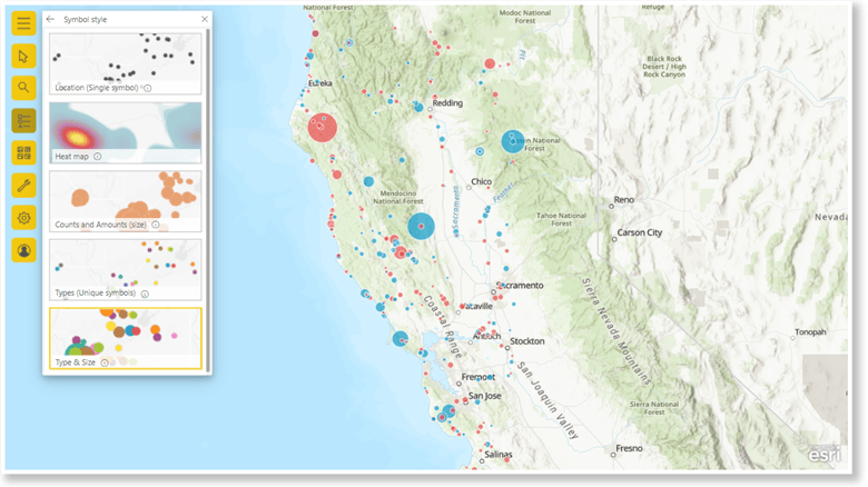 Smart mapping suggests Symbol styles options based on your data