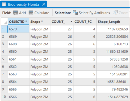 attribute table