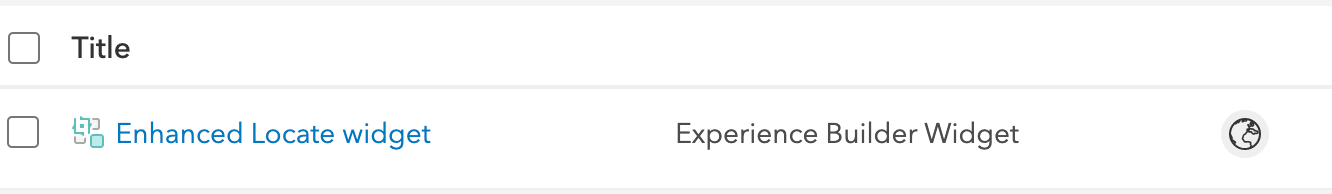 The widget item listed in My Content The widget item listed in My Content