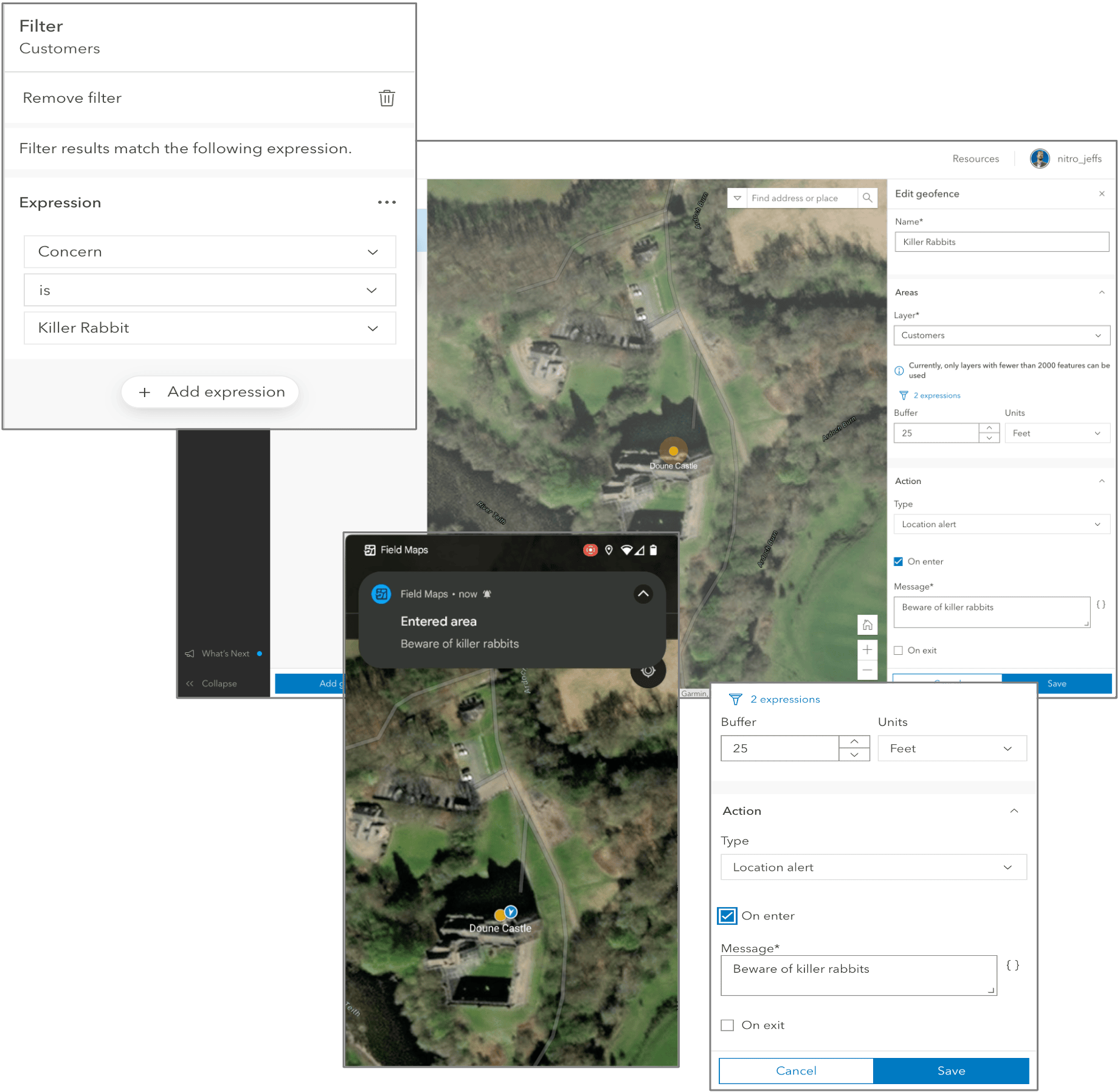Filter layers to provide focused location alerts