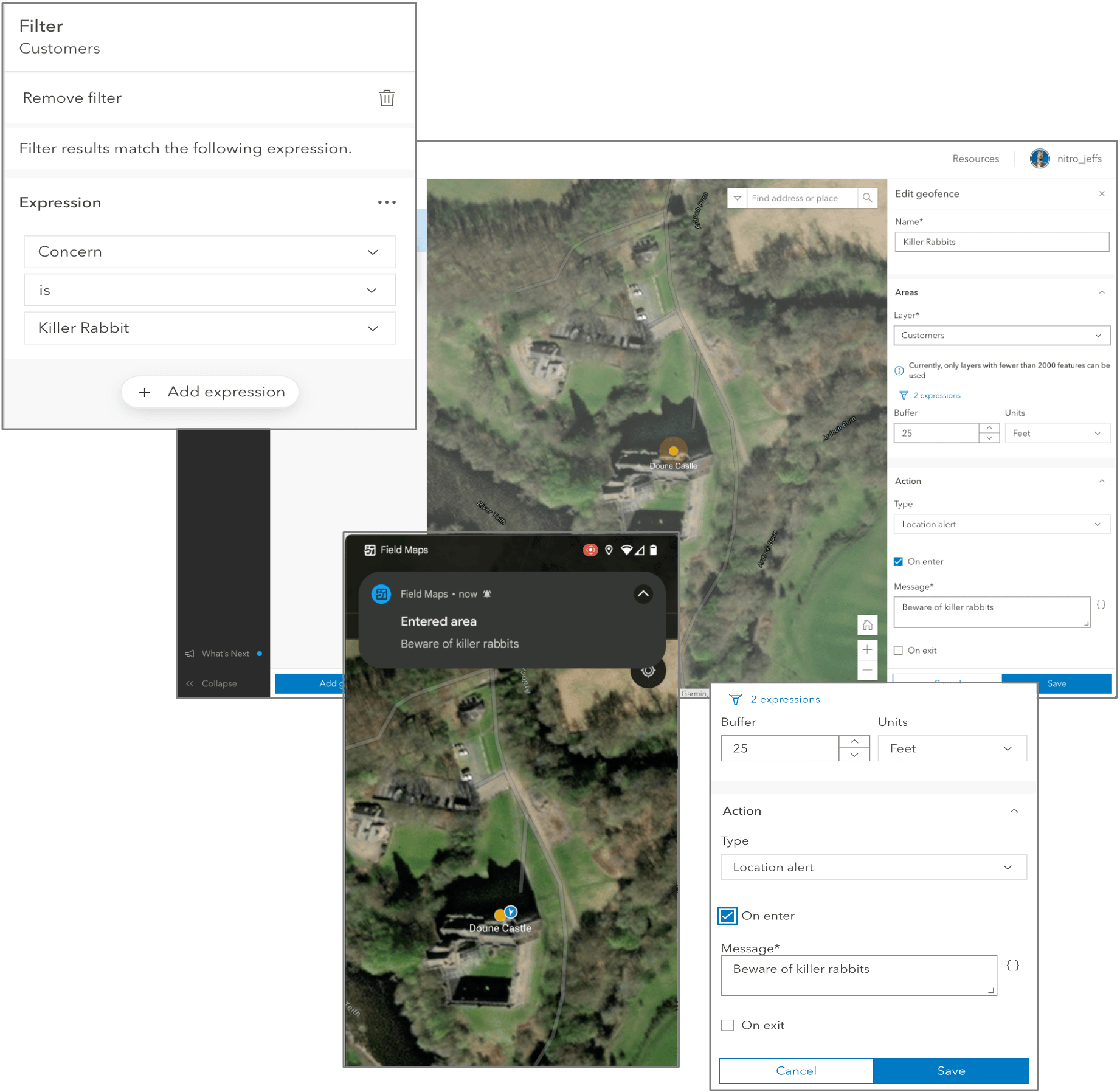Geofences provide focused location alerts driven by content in your map. Geofences provide focused location alerts driven by content in your map.