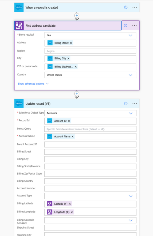 A screenshot of a the complete Flow when using the ArcGIS Platform