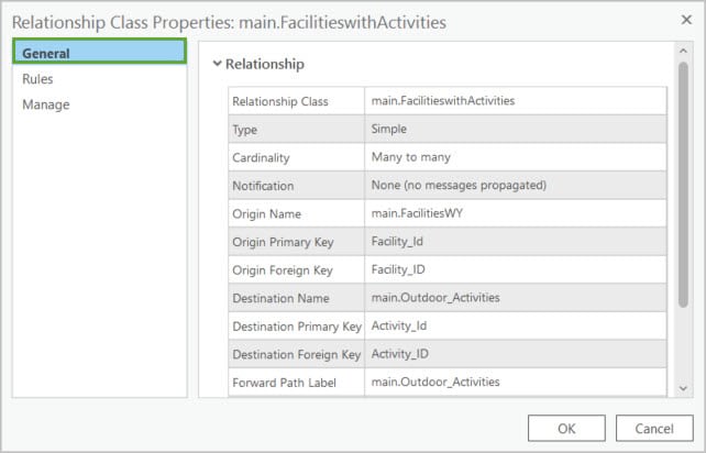 General tab in relationship class properties