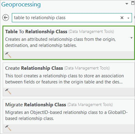 Geoprocessing tools list results