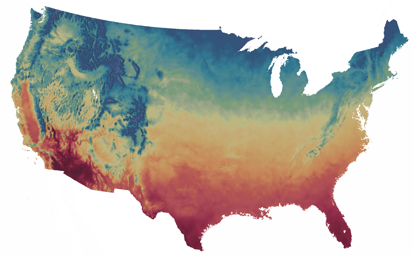 Number of annual days exceeding 90 °C under RCP 4.5 conditions by 2050