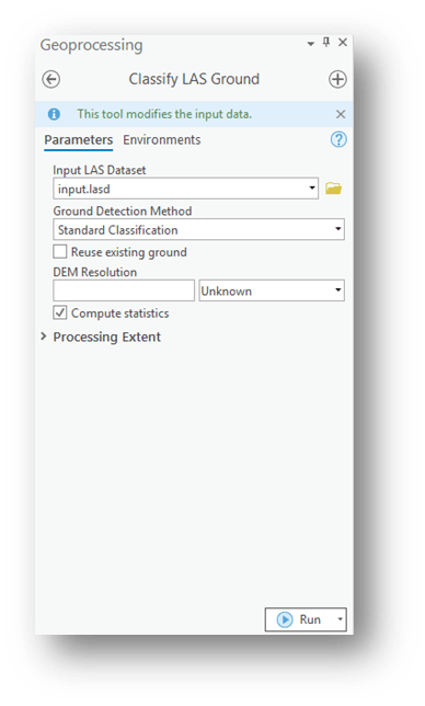 Figure 2: Classify LAS Ground tool